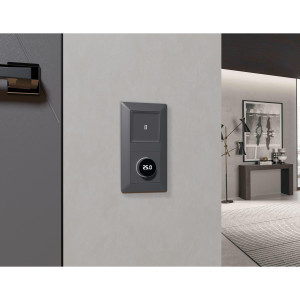 Лицевая панель терморегулятора теплого пола электронного, Антрацит серый, ALFA Quant Ambrella Volt AP6558