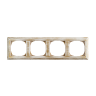 Рамка 4 местная деревянная под электрику JUNG/ABB Basic 55 на бревно D320, белый-золотой, DecoWood СМБЗ554-320