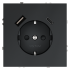 Розетка c З/К, шторками и USB зарядкой A+C, Графит, Voltum S70 VLS040507