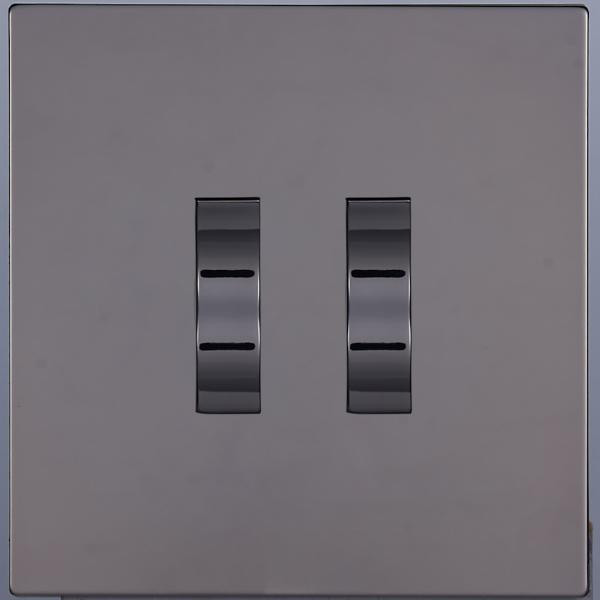 Выключатель кнопочный 2 кл. (внутренний монт.), Темн. хром, Navarra Salvador SJAN88DC2