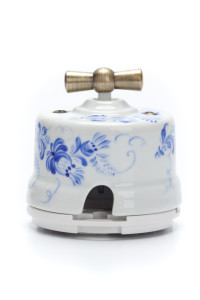 Выключатель фарфоровый поворотный на 4 положения, Гжель, Salvador OP21WT.GZ