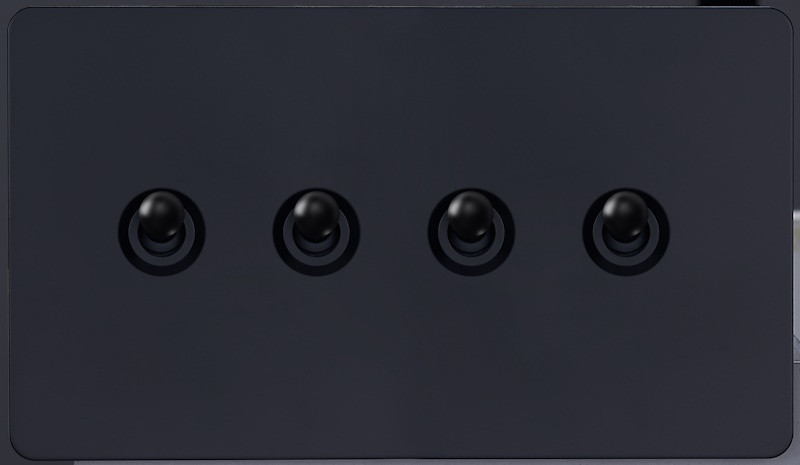 Выключатель тумблерный 4 кл. (внутренний монт.), Черный, Leon Salvador SBAN11A1A4