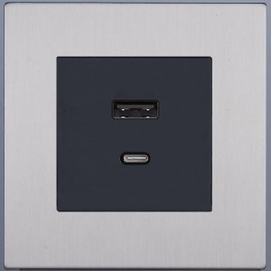 Розетка USB для быстрой зарядки Type A+C, Никель, Bilbao Salvador SJAN55A5A12