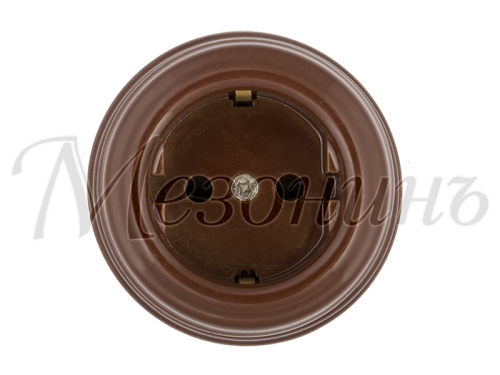 Ретро розетка фарфоровая с 3/К, Коричневый, ТМ МезонинЪ GE70303-04