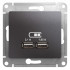 Розетка USB для зарядки, Графит, Glossa SE GSL001333