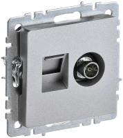 Розетка комп.+тв. RJ45+TV Cat. 5e, Алюминий, Brite IEK BR-AK20-1-K47