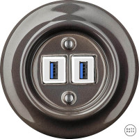 Розетка USB для зарядки, коричневый глянцевый, Katy Paty BRGsUSBw 