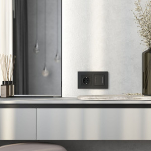 Рамка 2 местная пластик, Черный матовый, Slab Werkel W0022908