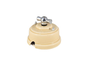 Выключатель керамика 2 кл. (4 положения), Песочный Sabbioso, ручка серебро, Leanza ВП2ПС