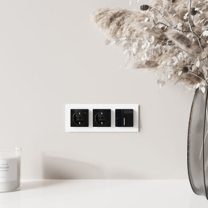 Розетка с З/К и USB зарядкой, тип А+С, Акрил черный, Werkel W1171748