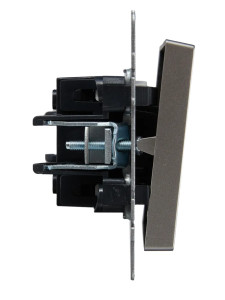 Выключатель 1 кл. проходной с подсветкой, Сталь, Brite IEK BR-V12-1-10-K46