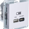 Розетка USB для быстрой зарядки, тип A+C 45Вт, Жемчуг, AtlasDesign SE ATN000429