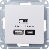 Розетка USB для быстрой зарядки, тип A+C 45Вт, Жемчуг, AtlasDesign SE ATN000429