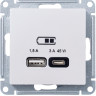 Розетка USB для быстрой зарядки, тип A+C 45Вт, Жемчуг, AtlasDesign SE ATN000429