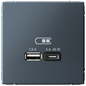 Розетка USB для быстрой зарядки, тип A+C 45Вт, Грифель, ArtGallery SE GAL000729