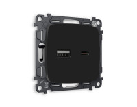 Розетка USB для быстрой зарядки тип A+C, Черный матовый, OMEGA Quant Ambrella Volt MO811010