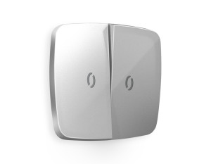 Лицевая панель выключателя 2 кл. с подсв., Серебро глянец, OMEGA Quant Ambrella Volt OP4040