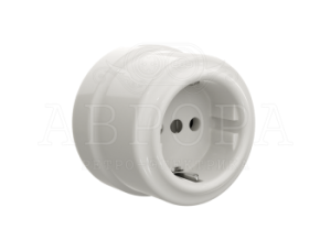 Ретро розетка фарфоровая с 3/К, Белый, ТМ МезонинЪ Аврора GE70302-01