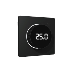 Лицевая панель терморегулятора теплого пола электронного, Черный матовый, ALFA Quant Ambrella Volt AP8058