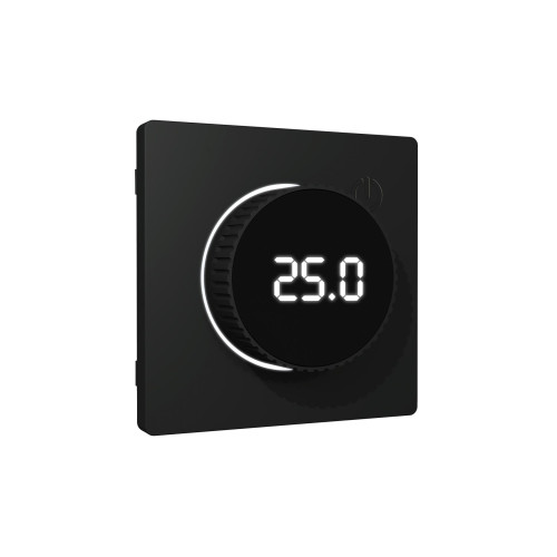 Лицевая панель терморегулятора теплого пола электронного, Черный матовый, ALFA Quant Ambrella Volt AP8058