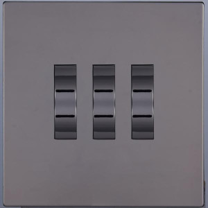 Выключатель кнопочный 3 кл. (внутренний монт.), Темн. хром, Navarra Salvador SJAN88DC3