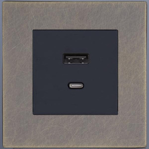 Розетка USB для быстрой зарядки Type A+C, Антик, Bilbao Salvador SJAN66A6A12