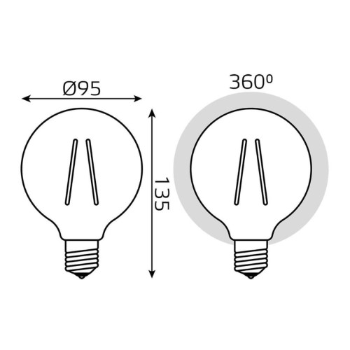 Лампа светодиодная филаментная Gauss E27 6W 2400K прозрачная 105802006