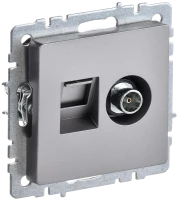 Розетка комп.+тв. RJ45+TV Cat. 5e, Сталь, Brite IEK BR-AK20-1-K46