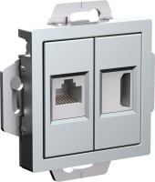 Розетка двойная HDMI+RJ45 Cat. 5e, Алюминий, AtlasDesign SE ATN000382