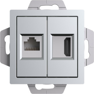 Розетка двойная HDMI+RJ45 Cat. 5e, Алюминий, AtlasDesign SE ATN000382