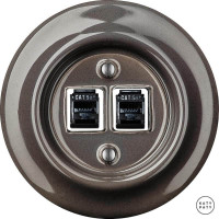 Розетка комп. фарфоровая RJ45 cat.5е, коричневый глянцевый, Katy Paty BRGsCat5e 