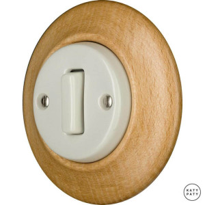 Выключатель кнопочный 1 кл. перекрестный, бук матовый, Katy Paty LIFAMSl7