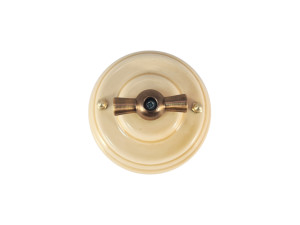 Выключатель керамика 2 кл. (4 положения), Песочный Sabbioso, ручка бронза, Leanza ВП2ПБ