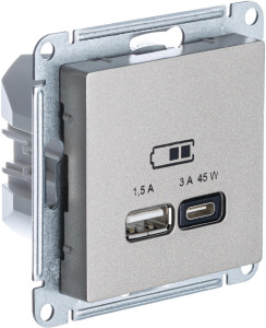 Розетка USB для быстрой зарядки, тип A+C 45Вт, Шампань, AtlasDesign SE ATN000529