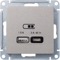 Розетка USB для быстрой зарядки, тип A+C 45Вт, Шампань, AtlasDesign SE ATN000529