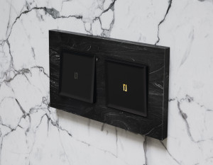 Рамка 4 местная мрамор, Черный, ALFA Grand Ambrella Volt AF930704