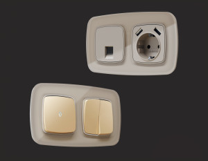 Рамка 3 местная стекло закаленное натуральное, Серо-бежевый, OMEGA Radian Ambrella Volt OF350603