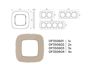 Рамка 3 местная стекло закаленное натуральное, Серо-бежевый, OMEGA Radian Ambrella Volt OF350603