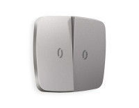 Лицевая панель выключателя 2 кл. с подсв., Сталь матовый, OMEGA Quant Ambrella Volt OP5040