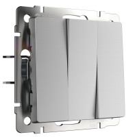 Выключатель 3 кл., Серебряный матовый, Werkel W1130065