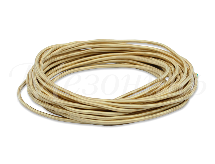 Ретро кабель круглый 2x1,5 Песочное золото, ТМ МезонинЪ GE70161-32 (1 метр)