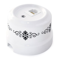 Розетка керамика компьютерная RJ45 Cat 5e, белый/черный орн. Lindas 32020