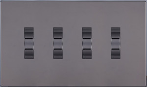 Выключатель кнопочный 4 кл. (внутренний монт.), Темн. хром, Navarra Salvador SJAN88DC4