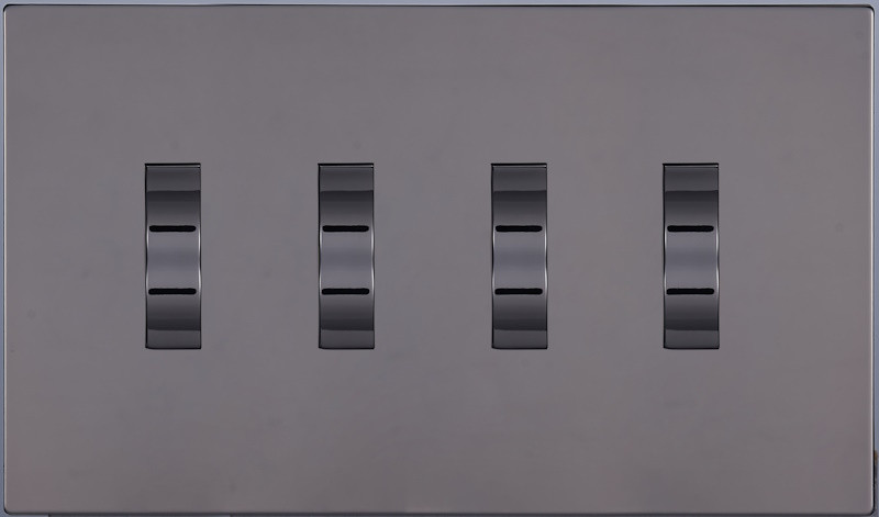 Выключатель кнопочный 4 кл. (внутренний монт.), Темн. хром, Navarra Salvador SJAN88DC4