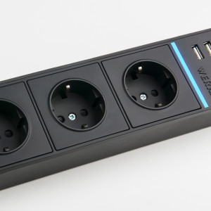 Удлинитель 4 местный с З/К + USB, 1.7 метра, Чёрный, Werkel W6514908