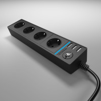 Удлинитель 4 местный с З/К + USB, 1.7 метра, Чёрный, Werkel W6514908