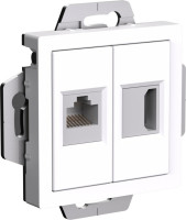 Розетка двойная HDMI+RJ45 Cat. 5e, Белый, AtlasDesign SE ATN000182