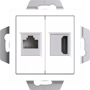 Розетка двойная HDMI+RJ45 Cat. 5e, Белый, AtlasDesign SE ATN000182