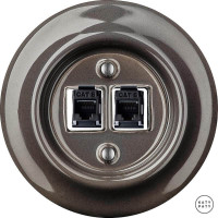 Розетка комп. фарфоровая RJ45 cat.5е, коричневый глянцевый, Katy Paty BRGsCat6 