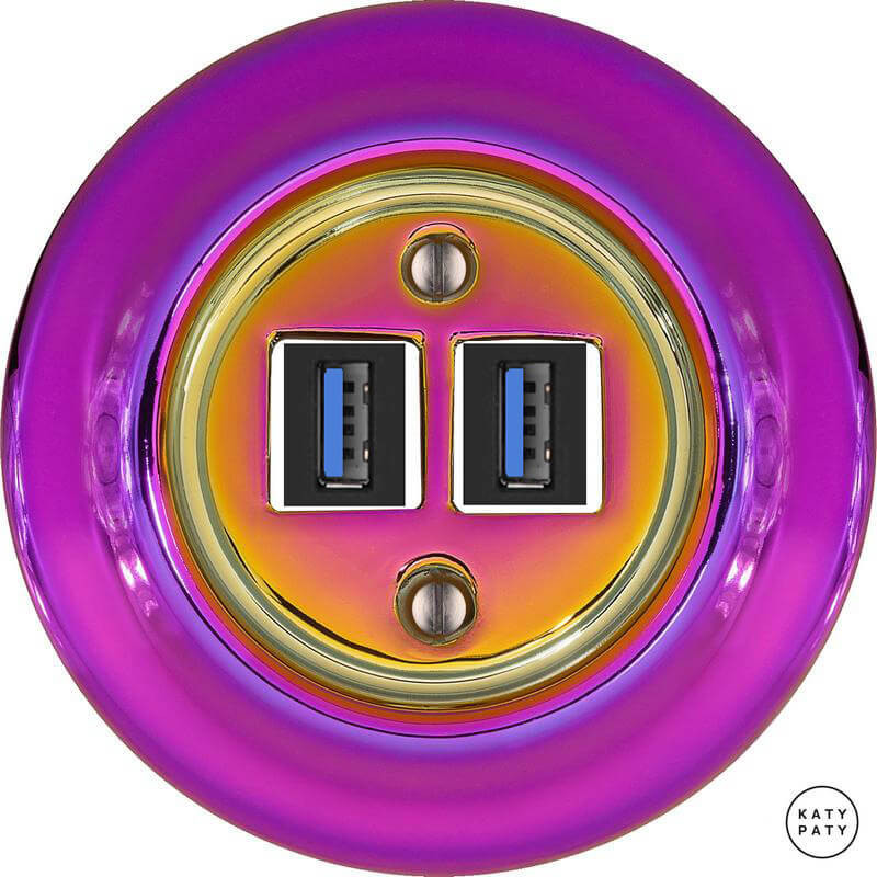 Розетка USB для зарядки, пурпурно-фиолетовый металлик, Katy Paty PEVIGsUSBb 